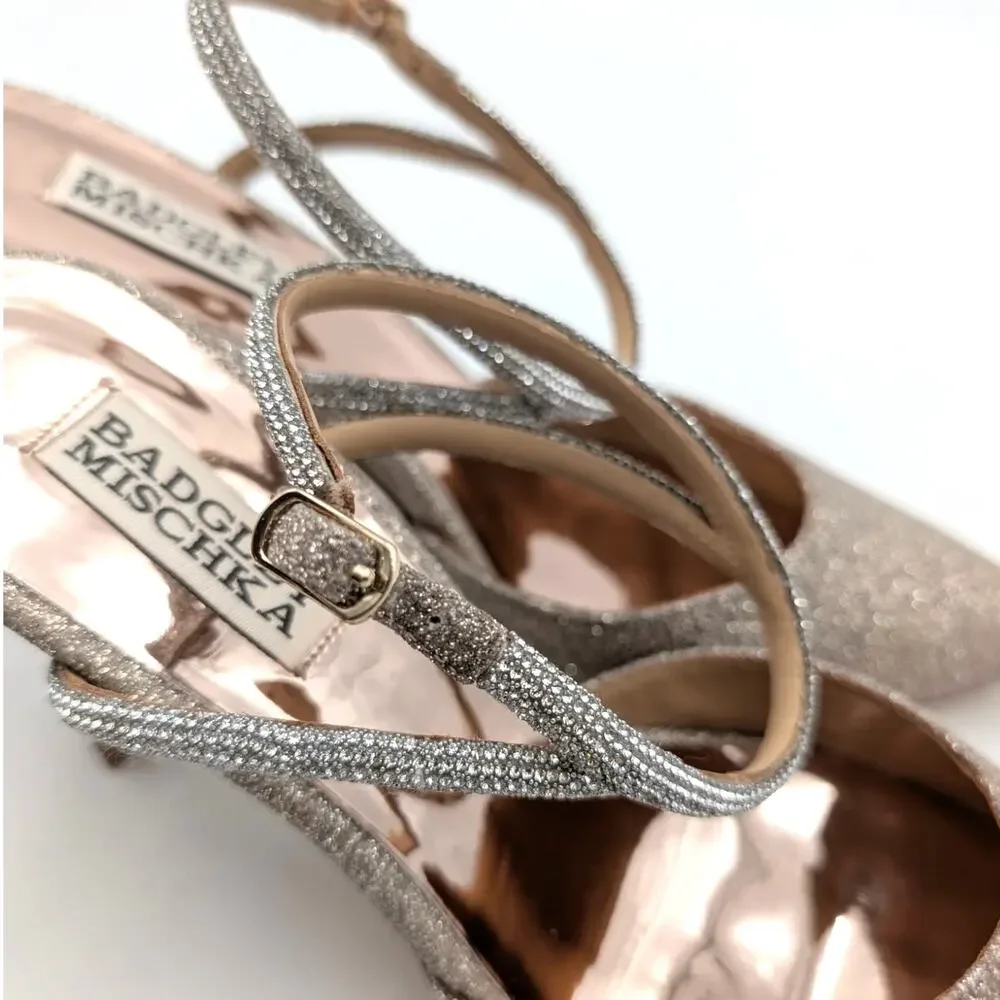 Badgley Mischka Kamilah Women's Gold Pointed Toe Stiletto Heels Size US7 EU38 - Picture 9 of 9